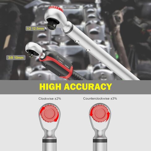 Digital Torque Wrench, 2Pcs 1/2 Inch Drive 3.1-62.7Ft.lb/4.2-85Nm & 14.7-295Ft.lb/20-400Nm Electronic Torque Wrench Set with Buzzer, LED Indicator, Preset Value, Data Storage for Bike, Moto, Car in Saudi Arabia