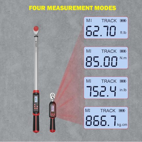 Digital Torque Wrench, 2Pcs 1/2 Inch Drive 3.1-62.7Ft.lb/4.2-85Nm & 14.7-295Ft.lb/20-400Nm Electronic Torque Wrench Set with Buzzer, LED Indicator, Preset Value, Data Storage for Bike, Moto, Car in Saudi Arabia