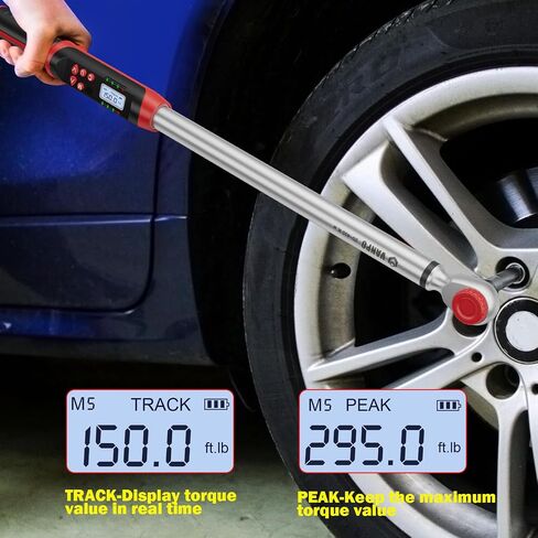 Digital Torque Wrench, 2Pcs 1/2 Inch Drive 3.1-62.7Ft.lb/4.2-85Nm & 14.7-295Ft.lb/20-400Nm Electronic Torque Wrench Set with Buzzer, LED Indicator, Preset Value, Data Storage for Bike, Moto, Car in Saudi Arabia