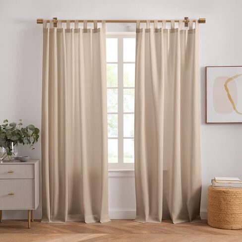 Elrene Home Fashions Rhodes Solid Indoor/Outdoor Window-Curtain Set, 2 Panels, 52 inches X 108 inches, White in Saudi Arabia