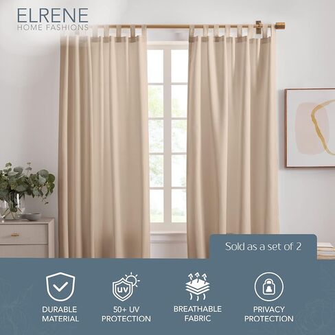 Elrene Home Fashions Rhodes Solid Indoor/Outdoor Window-Curtain Set, 2 Panels, 52 inches X 108 inches, White in Saudi Arabia