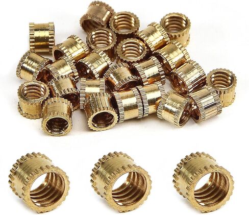 Yinpecly Knurled Threaded Insert, 1/4-20 x 6mm (H) x 8mm (OD) Female Thread Copper Embedment Nuts, Gold 25 Pcs in Saudi Arabia