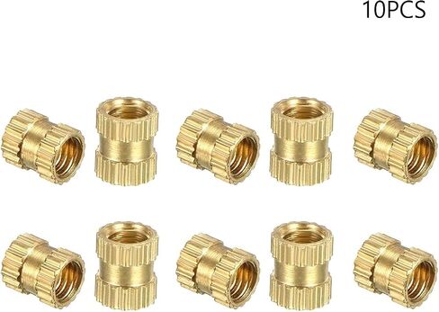 Yinpecly Knurled Threaded Insert, 1/4-20 x 6mm (H) x 8mm (OD) Female Thread Copper Embedment Nuts, Gold 25 Pcs in Saudi Arabia