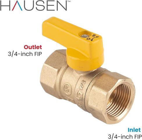 Hausen 3/4 بوصة FIP × 3/4 بوصة FIP صمام كروي غاز مستقيم مع مقبض رفع وقفل 1/4 دورة، حزمة واحدة in Kuwait