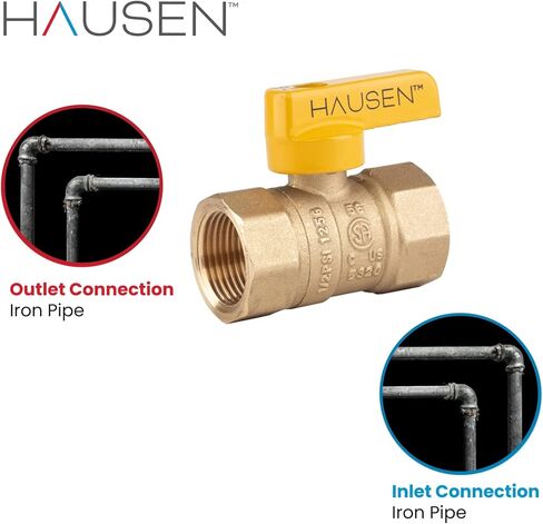 Hausen 3/4 بوصة FIP × 3/4 بوصة FIP صمام كروي غاز مستقيم مع مقبض رفع وقفل 1/4 دورة، حزمة واحدة in Kuwait