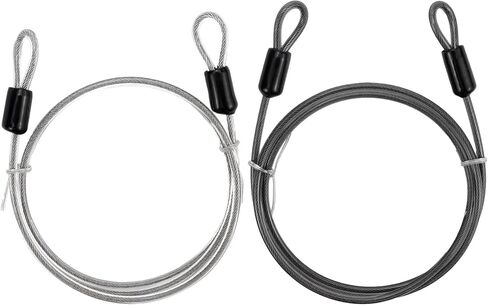 كابل فولاذي مجدول فضي بطول 14.8 قدم/450 سم مطلي بحلقة مزدوجة سلك كابل أمان للسفر في الهواء الطلق قفل الأمتعة (حزمة واحدة) in Kuwait