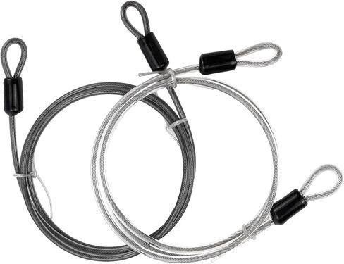 كابل فولاذي مجدول فضي بطول 14.8 قدم/450 سم مطلي بحلقة مزدوجة سلك كابل أمان للسفر في الهواء الطلق قفل الأمتعة (حزمة واحدة) in Kuwait