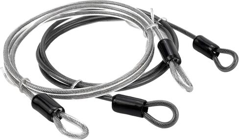 كابل فولاذي مجدول فضي بطول 14.8 قدم/450 سم مطلي بحلقة مزدوجة سلك كابل أمان للسفر في الهواء الطلق قفل الأمتعة (حزمة واحدة) in Kuwait