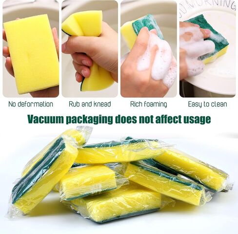 240 Pcs Individually Wrapped Sponge Dishwashing Sponge Bulk Non Scratch Scouring Pad Kitchen Scrub Sponges for Household Cleaning Rental Dishes Hotel Apartment Car (Yellow, Green) in Saudi Arabia