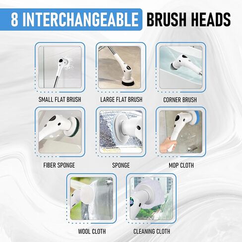 Electric Cleaning Brush; 3 Speed Electric Spin Spinning Cleaning Brush; Multipurpose Scrub Brush Cleaner with 8 Interchangeable Brush Heads, Telescoping Handle, Adjustable Angle Head in Saudi Arabia