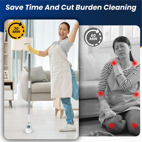 Electric Cleaning Brush; 3 Speed Electric Spin Spinning Cleaning Brush; Multipurpose Scrub Brush Cleaner with 8 Interchangeable Brush Heads, Telescoping Handle, Adjustable Angle Head in Saudi Arabia