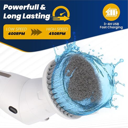 Electric Cleaning Brush; 3 Speed Electric Spin Spinning Cleaning Brush; Multipurpose Scrub Brush Cleaner with 8 Interchangeable Brush Heads, Telescoping Handle, Adjustable Angle Head in Saudi Arabia