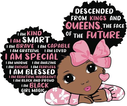 Black Girl Wall Decals Quotes Inspirational Peel and Stick Removable Wall Stickers Motivational Saying Vinyl Art Mural Home Decor for Kids Rooms Teen Girls Bedroom Playroom Nursery Classroom (Black Girl 03) in Saudi Arabia