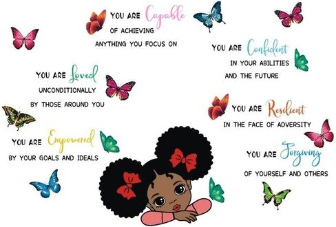Black Girl Wall Decals Quotes Inspirational Peel and Stick Removable Wall Stickers Motivational Saying Vinyl Art Mural Home Decor for Kids Rooms Teen Girls Bedroom Playroom Nursery Classroom (Black Girl 03) in Saudi Arabia