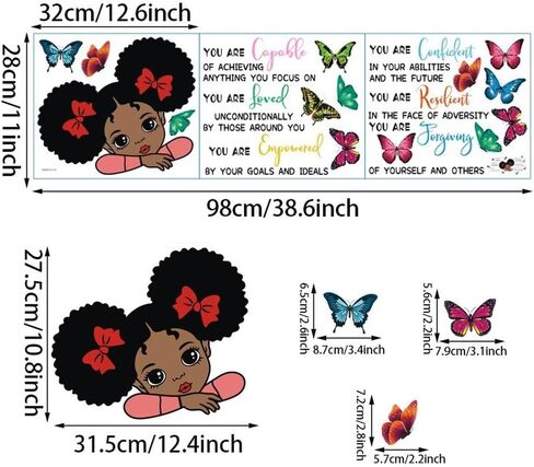 Black Girl Wall Decals Quotes Inspirational Peel and Stick Removable Wall Stickers Motivational Saying Vinyl Art Mural Home Decor for Kids Rooms Teen Girls Bedroom Playroom Nursery Classroom (Black Girl 03) in Saudi Arabia