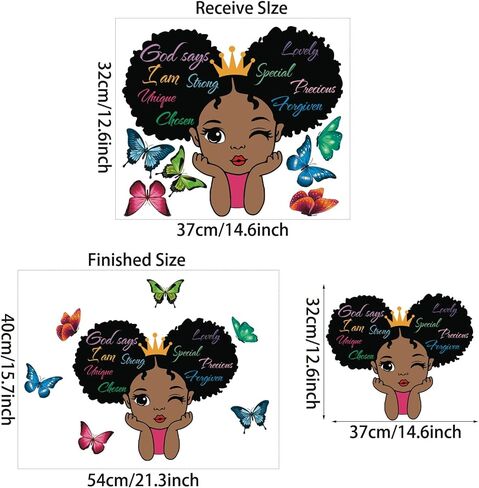 ملصقات جدارية للفتاة السوداء، اقتباسات ملهمة قابلة للتقشير والعصا، ملصقات جدارية قابلة للإزالة، مقولة تحفيزية من الفينيل، ديكور منزلي لغرف الأطفال في سن المراهقة، غرفة نوم الفتيات، غرفة اللعب، غرفة الأطفال (فتاة سوداء 03) in Kuwait