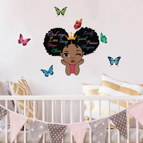 ملصقات جدارية للفتاة السوداء، اقتباسات ملهمة قابلة للتقشير والعصا، ملصقات جدارية قابلة للإزالة، مقولة تحفيزية من الفينيل، ديكور منزلي لغرف الأطفال في سن المراهقة، غرفة نوم الفتيات، غرفة اللعب، غرفة الأطفال (فتاة سوداء 03) in Kuwait