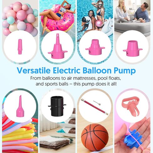 Electric Balloon Pump, Portable Air Pump for Pool Floats, Basketball, 260q Foil Balloons, Quick-Fill Inflator 110V AC for Birthday Gender Reveal Baby Shower Balloons Party Decorations Wedding in Saudi Arabia