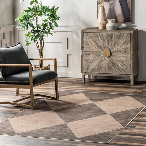 nuLOOM Simple Diamond Easy-Jute Machine Washable Accent Rug, 3x5, Brown in Saudi Arabia