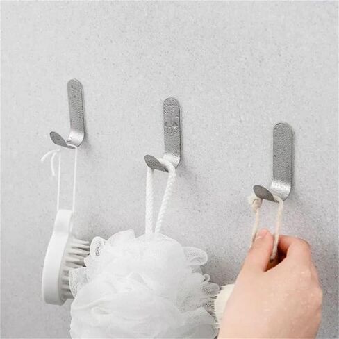 Adhesive Hooks, Wall Hooks 10 Pack Heavy Duty Stainless Steel Wall Hooks Adhesive for Hanging Jackets, Kitchenware, Bathrobes, Bath Towels, Coat, Bag, Party Light Strip (Silver-10pcs) in Saudi Arabia