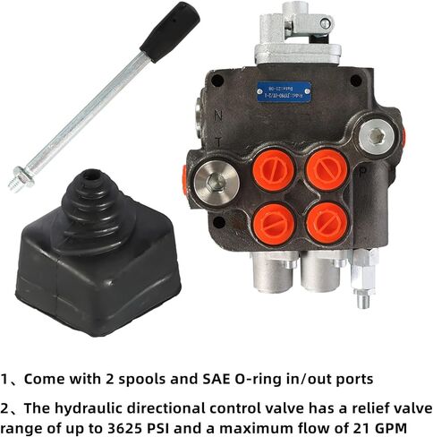 صمام أحادي الكتلة للتحكم الهيدروليكي في الاتجاه المزدوج، 2 بكرة 21GPM منافذ SAE مع عصا التحكم صمام التحكم في الاتجاه الهيدروليكي 3625 رطل لكل بوصة مربعة مناسب لوادر الجرارات الصغيرة وما إلى ذلك in Kuwait