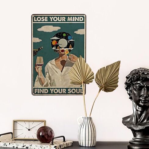 Syiomlis Vintage Lose Your Mind Find Your Soul ملصق الصحة العقلية قماش جدار الفن، مجردة الموسيقى الجمالية فتاة طباعة اللوحة مكتب غرفة نوم جدار ديكور (تفقد عقلك تجد روحك) in Kuwait
