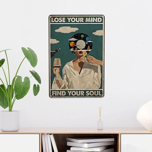 Syiomlis Vintage Lose Your Mind Find Your Soul ملصق الصحة العقلية قماش جدار الفن، مجردة الموسيقى الجمالية فتاة طباعة اللوحة مكتب غرفة نوم جدار ديكور (تفقد عقلك تجد روحك) in Kuwait