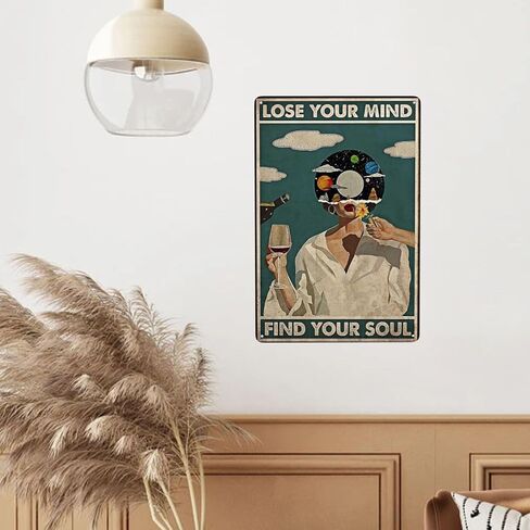 Syiomlis Vintage Lose Your Mind Find Your Soul ملصق الصحة العقلية قماش جدار الفن، مجردة الموسيقى الجمالية فتاة طباعة اللوحة مكتب غرفة نوم جدار ديكور (تفقد عقلك تجد روحك) in Kuwait