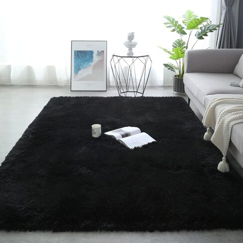 Area Rug, 8X10 feet, Light Grey, High Pile, Machine Made, Non-Slip, Polyester Fiber, Durable, Soft, Fuzzy Shaggy Rug for Bedroom, Livingroom in Saudi Arabia