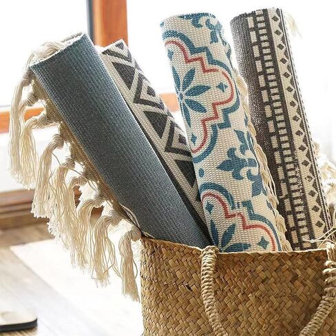 Cotton Area Rug, 2' x 3', Hand Woven Carpet Tassels Throw Rugs Door Mat Indoor Area Rugs for Bathroom, Bedroom, Living Room, Laundry Room Home Decoration in Saudi Arabia