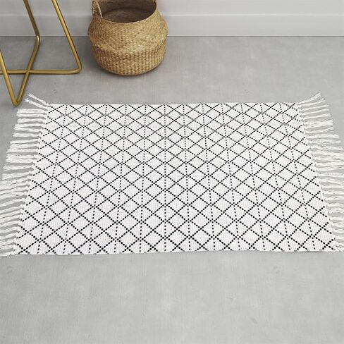 Cotton Area Rug, 2' x 3', Hand Woven Carpet Tassels Throw Rugs Door Mat Indoor Area Rugs for Bathroom, Bedroom, Living Room, Laundry Room Home Decoration in Saudi Arabia