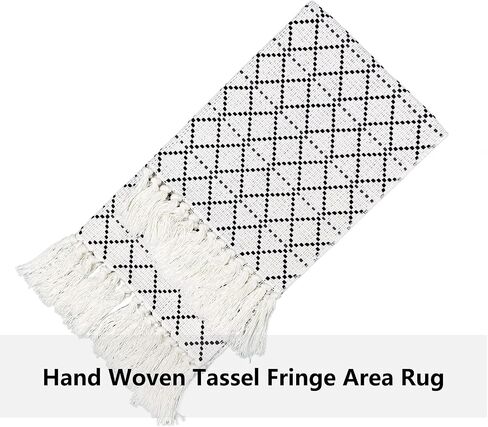 Cotton Area Rug, 2' x 3', Hand Woven Carpet Tassels Throw Rugs Door Mat Indoor Area Rugs for Bathroom, Bedroom, Living Room, Laundry Room Home Decoration in Saudi Arabia