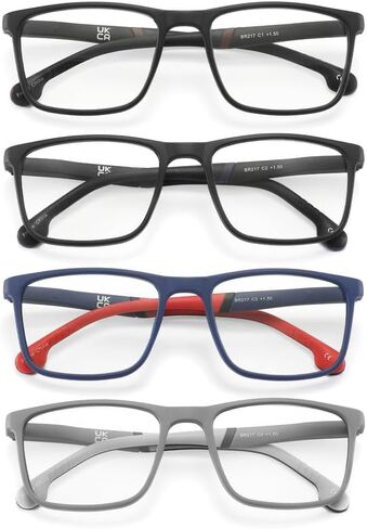 4 Pack Reading Glasses Blue Light Blocking Rectangular Frame Computer Reader for Men in Saudi Arabia