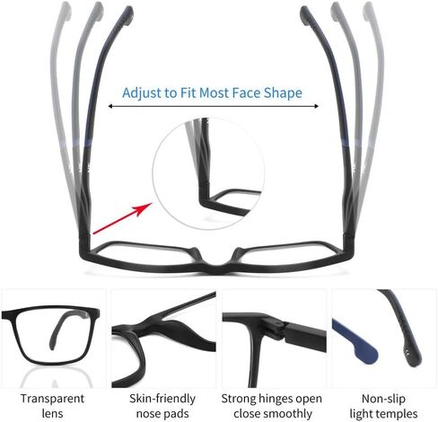 4 Pack Reading Glasses Blue Light Blocking Rectangular Frame Computer Reader for Men in Saudi Arabia