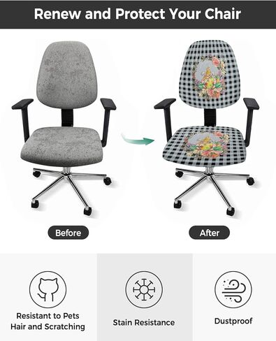 Abstract Ocean 2 Pieces Computer Office Chair Covers Set, Stretchable Desk Rotating Chair Seat Cushion Slipcover Back Covers, Decorative Protectors Cover Summer Coastal Beach Gradient Waves in Saudi Arabia
