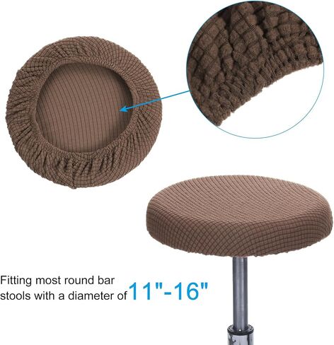 PATIKIL 11" Round Bar Stool Cover, 3 Pack Elastic Bar Stool Cover Washable Seat Cushion for Diameter 11"-16" Chair, Beige in Saudi Arabia
