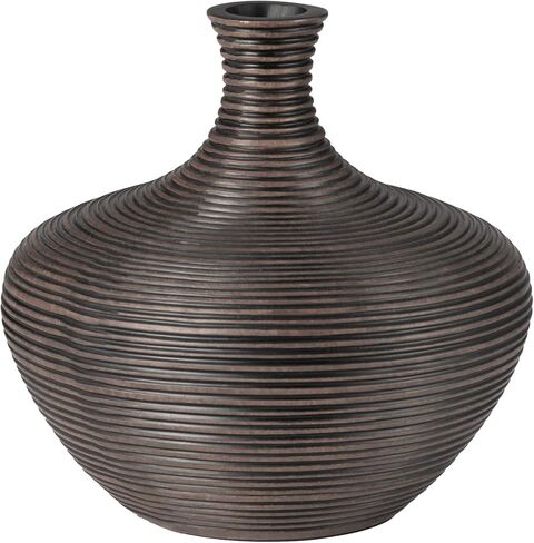 Torre & Tagus Colombo Ribbed Vase for Home Decor Round Modern Decor Vessel for Flowers - Farmhouse Rustic Room Decor for Living Room Shelf, Dining Table Sideboard, Entryway Console, 9" Tall, White in Saudi Arabia