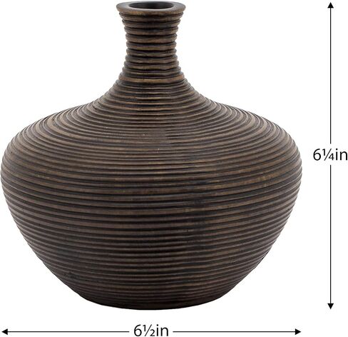 Torre & Tagus Colombo Ribbed Vase for Home Decor Round Modern Decor Vessel for Flowers - Farmhouse Rustic Room Decor for Living Room Shelf, Dining Table Sideboard, Entryway Console, 9" Tall, White in Saudi Arabia