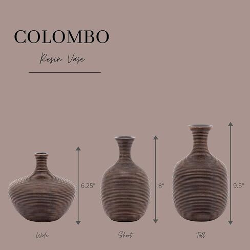 Torre & Tagus Colombo Ribbed Vase for Home Decor Round Modern Decor Vessel for Flowers - Farmhouse Rustic Room Decor for Living Room Shelf, Dining Table Sideboard, Entryway Console, 9" Tall, White in Saudi Arabia