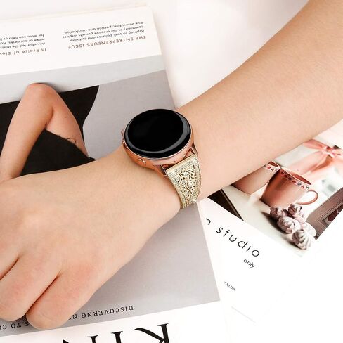 Compatible for Samsung Galaxy Watch 6/6 Classic Band for Women, 20mm Slim Bling Glitter Diamond Metal Bracelet Replacement Band for Galaxy Watch 5/5 Pro/4/4 Classic/3 41mm/Active2/Active/42mm in Saudi Arabia