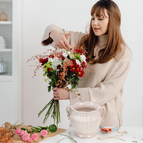 Farmhouse Ceramic Vase with Handle Rustic Jug Flower Vase Floral Arrangement Container Desktop Vase Office Wedding Home Decoration in Saudi Arabia