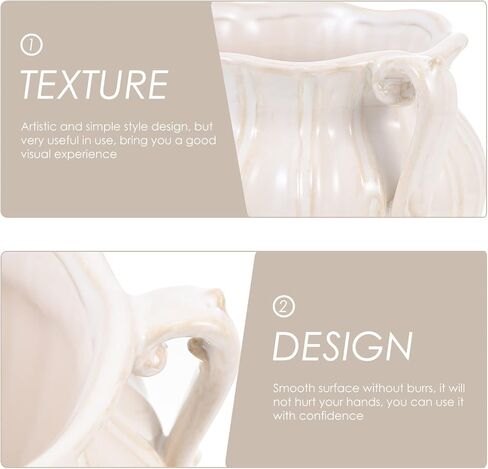 Farmhouse Ceramic Vase with Handle Rustic Jug Flower Vase Floral Arrangement Container Desktop Vase Office Wedding Home Decoration in Saudi Arabia