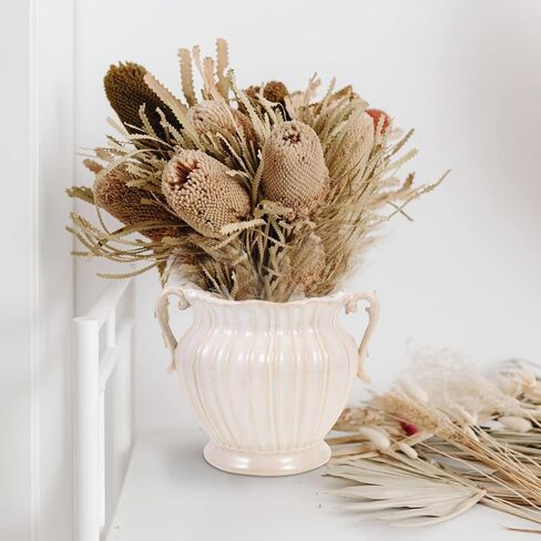 Farmhouse Ceramic Vase with Handle Rustic Jug Flower Vase Floral Arrangement Container Desktop Vase Office Wedding Home Decoration in Saudi Arabia