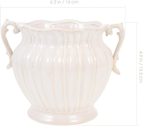 Farmhouse Ceramic Vase with Handle Rustic Jug Flower Vase Floral Arrangement Container Desktop Vase Office Wedding Home Decoration in Saudi Arabia