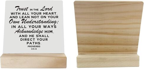 Christian Plaque, Plaques Gift with Wooden Stand, Rustic Wood Table Sign, Scripture Decor Art, Religious Artwork for Home Decor, Farmhouse Decor, Proverbs 3:5-6 - Trust in the Lord with All Your Heart in Saudi Arabia