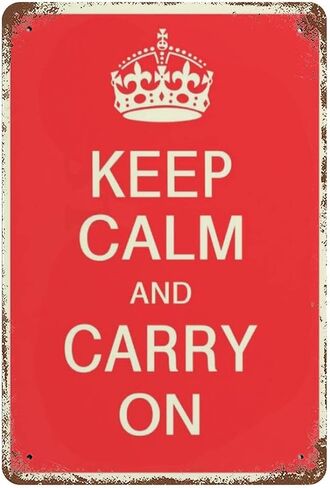 Vintage Keep Calm and Carry On Metal Sign Vintage Sign Positive Quote for Garage Home Kitchen Bar Office Retro Wall Sign Classic Motivational Sign Inspirational Wall Art Decor 8x12 inches in Saudi Arabia