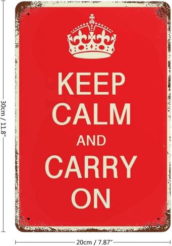 Vintage Keep Calm and Carry On Metal Sign Vintage Sign Positive Quote for Garage Home Kitchen Bar Office Retro Wall Sign Classic Motivational Sign Inspirational Wall Art Decor 8x12 inches in Saudi Arabia