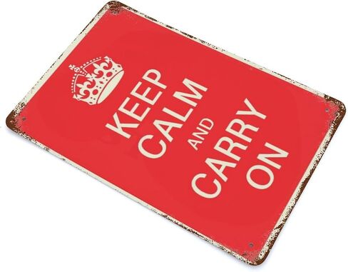 Vintage Keep Calm and Carry On Metal Sign Vintage Sign Positive Quote for Garage Home Kitchen Bar Office Retro Wall Sign Classic Motivational Sign Inspirational Wall Art Decor 8x12 inches in Saudi Arabia