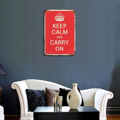 Vintage Keep Calm and Carry On Metal Sign Vintage Sign Positive Quote for Garage Home Kitchen Bar Office Retro Wall Sign Classic Motivational Sign Inspirational Wall Art Decor 8x12 inches in Saudi Arabia
