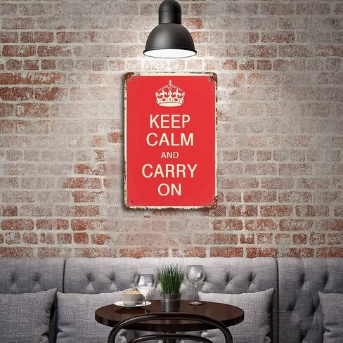 Vintage Keep Calm and Carry On Metal Sign Vintage Sign Positive Quote for Garage Home Kitchen Bar Office Retro Wall Sign Classic Motivational Sign Inspirational Wall Art Decor 8x12 inches in Saudi Arabia